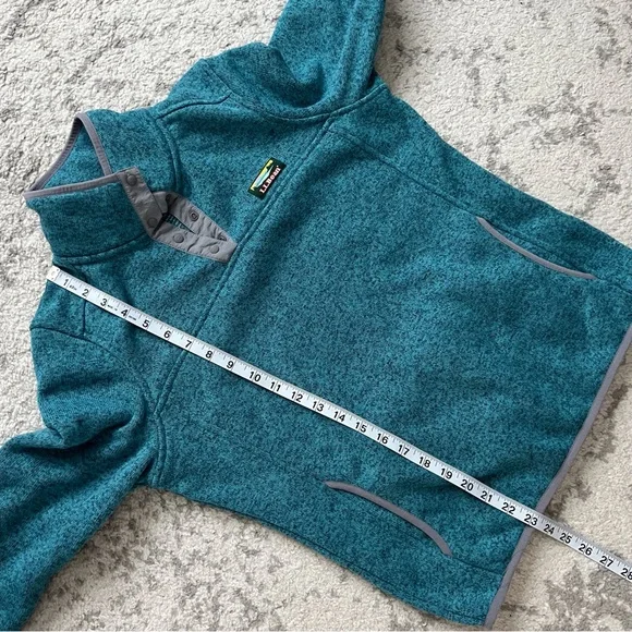 LL Bean Women’s Sweater Fleece Pullover Teal Snap Neck Outdoor Small Petite - Picture 5 of 7